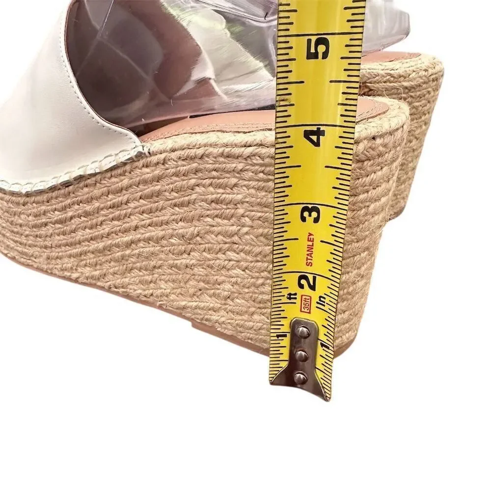 Aqua Women's White Espadrille Wedge Sandals Ultra High Heel Summer Size 9.5M‎